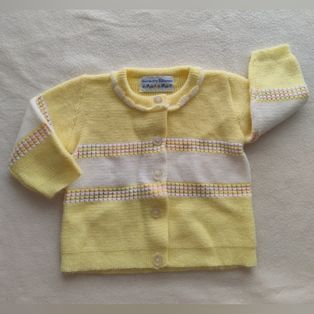 Vintage 70s/80s Nursery Rhyme Yellow Sweater Baby Infant